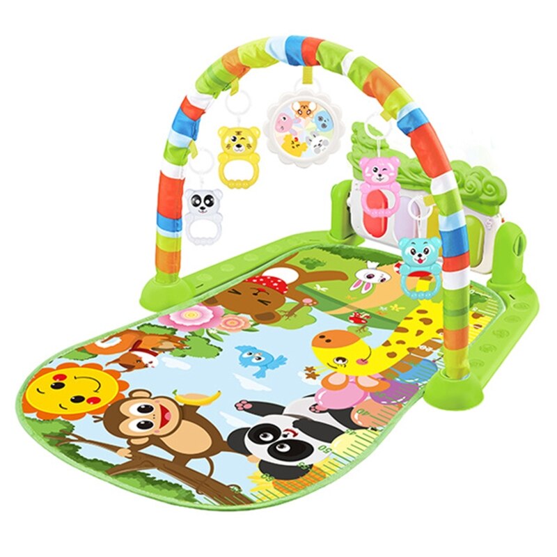 Kick & for Play ǾƳ ü for Play Mat Toy for w/ Cartoon Rattles 3-in-1 Tummy for Time Mat Baby Teether & Padded Mat